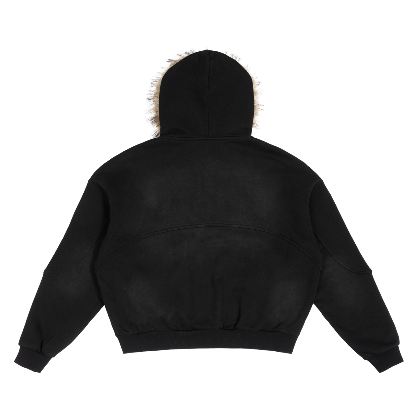 F3THY Sunfade Boxy Hoodie with Detachable Fur Trim