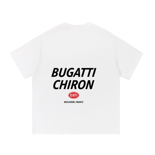 Black F3THY Bugatti Chiron T-shirt by ODMPOD featuring a detailed graphic of the Bugatti Chiron supercar.
