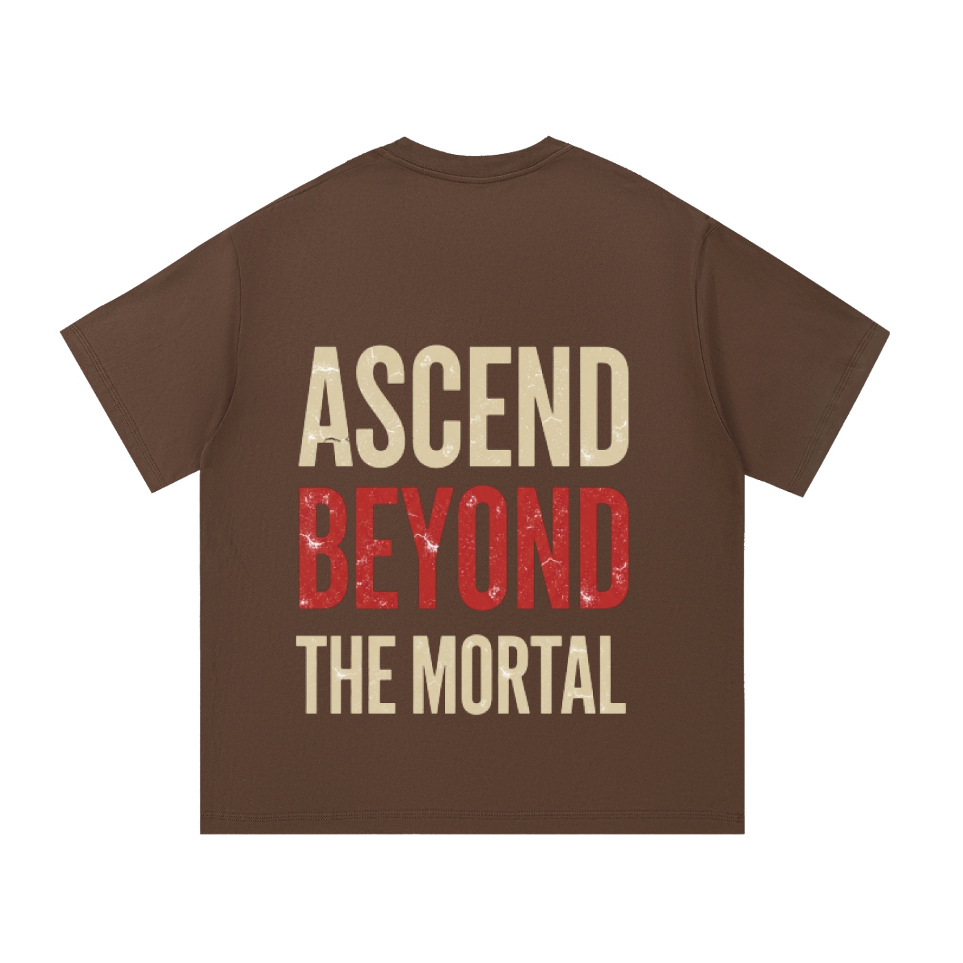 ODMPOD F3THY 'Ascend Beyond The Mortal' T-shirt with front and back print, featuring graphic design on a casual black tee.