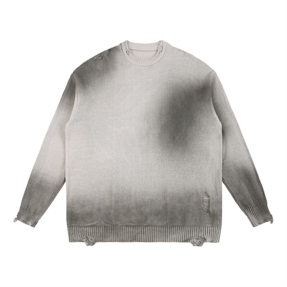 ODMPOD F3THY Sun Fade distressed crewneck sweatshirt with ripped details, stylish streetwear casual top.
