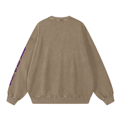 ODMPOD F3THY “FRENZY” snow washed crewneck sweatshirt, soft cotton fabric with a relaxed fit and stylish design.