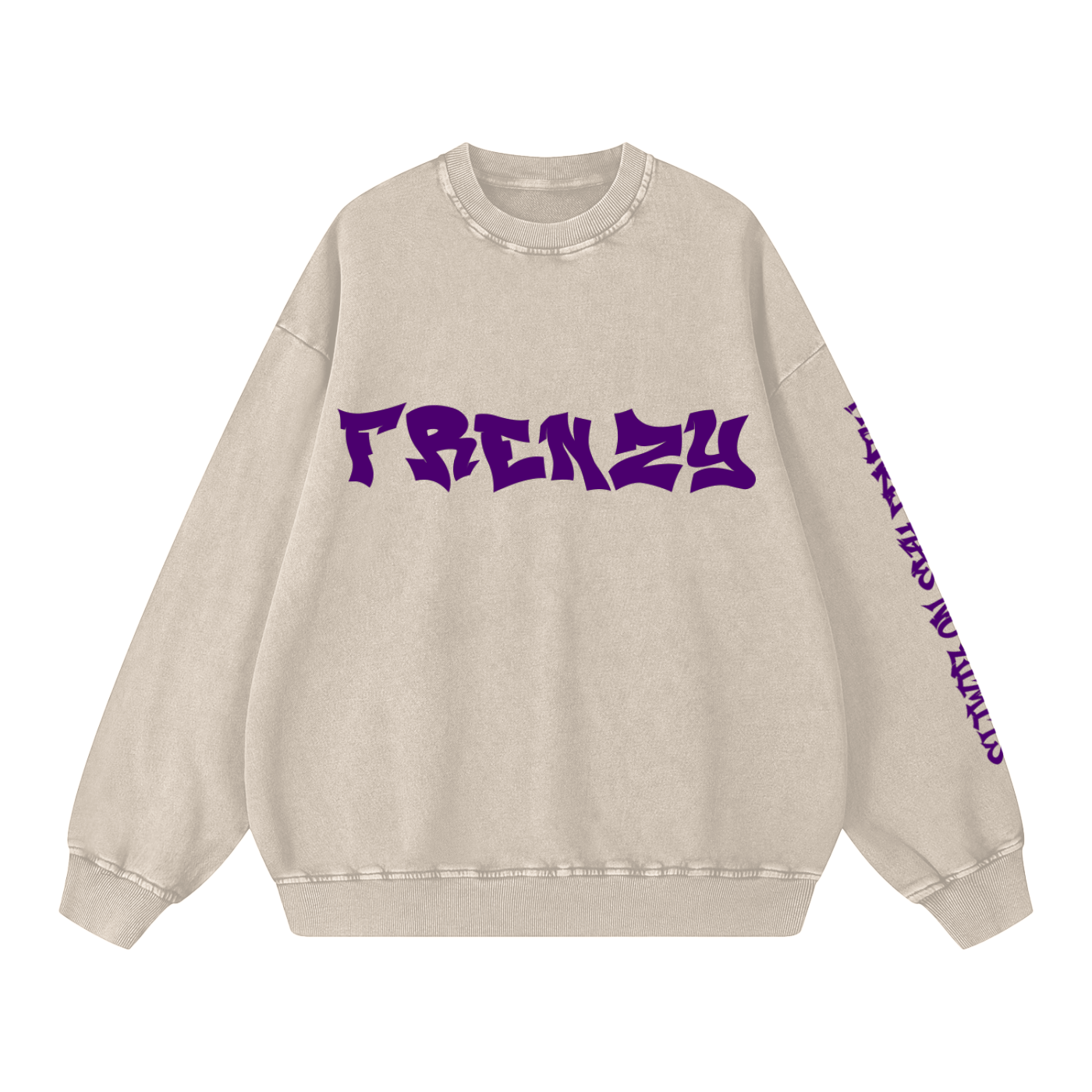 ODMPOD F3THY “FRENZY” snow washed crewneck sweatshirt in gray, featuring a relaxed fit and soft, washed cotton fabric.