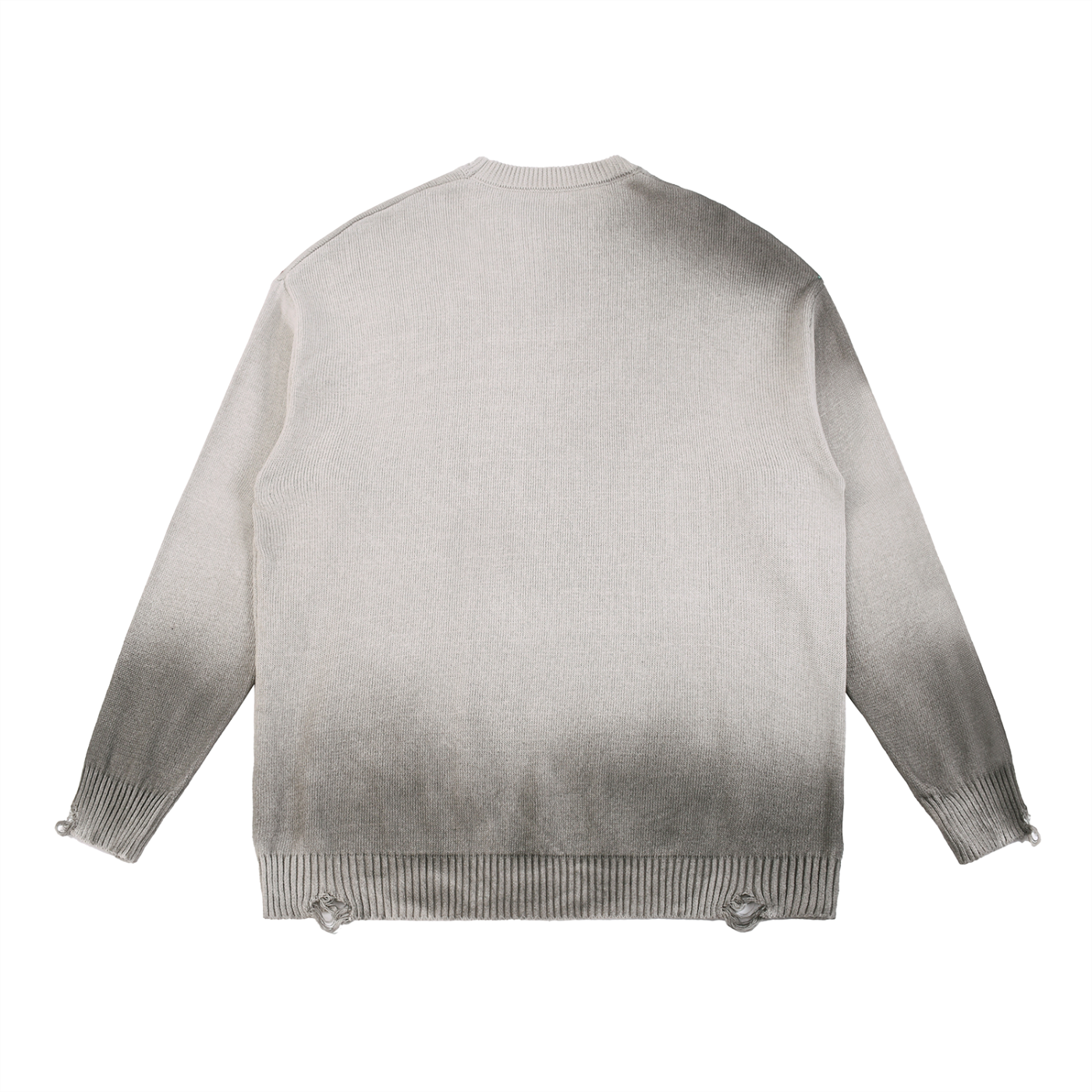 ODMPOD F3THY Sun Fade distressed ripped crewneck sweatshirt with streetwear style and faded design, shown in the product image.
