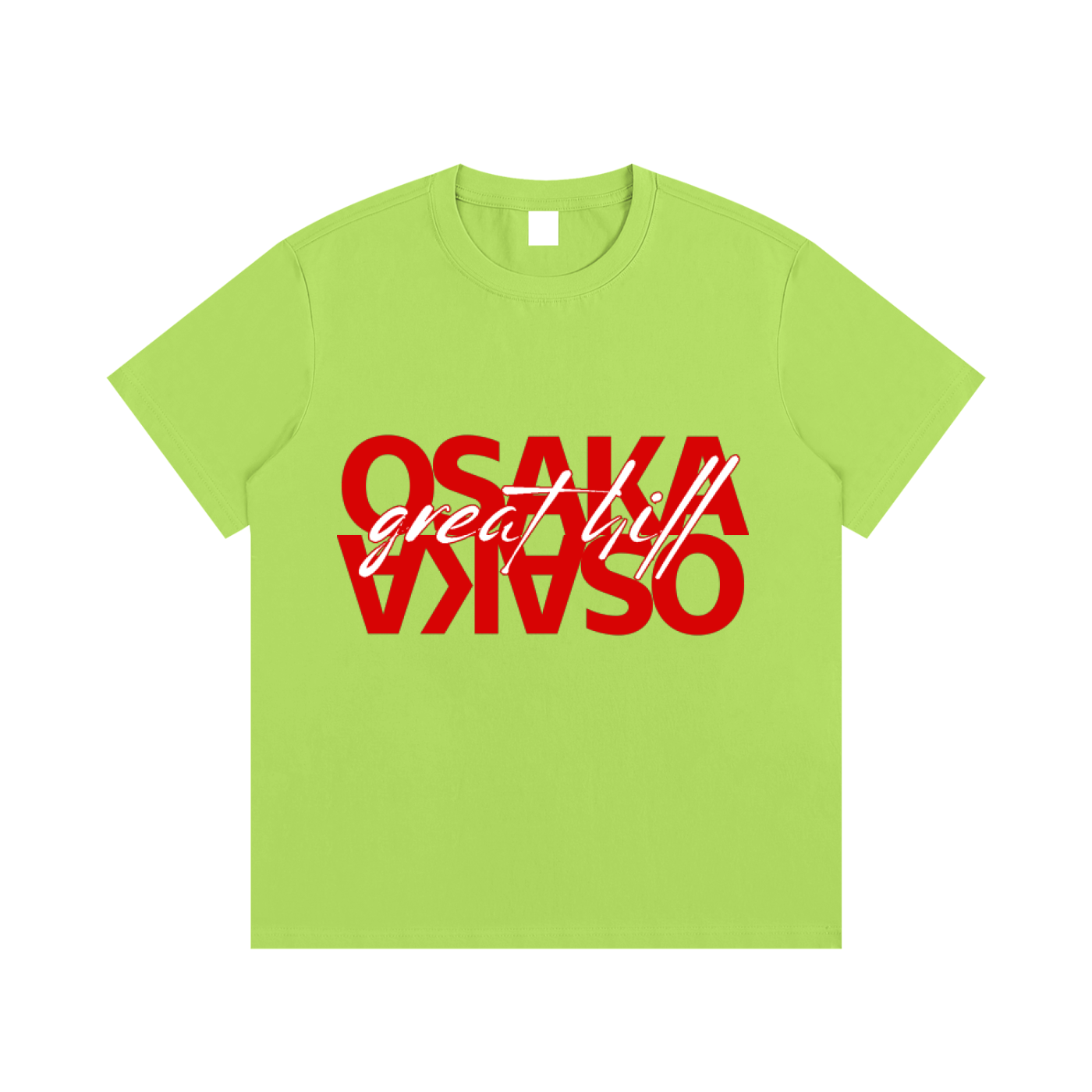 ODMPOD F3THY Osaka great hill T-shirt with front and back print in black, blue, and green, featuring a bold mountain design.
