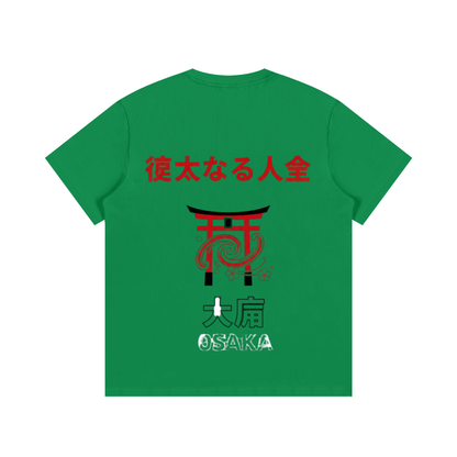 ODMPOD F3THY Osaka great hill hoodie with front and back print in black, blue, and green, featuring mountain and landscape designs.