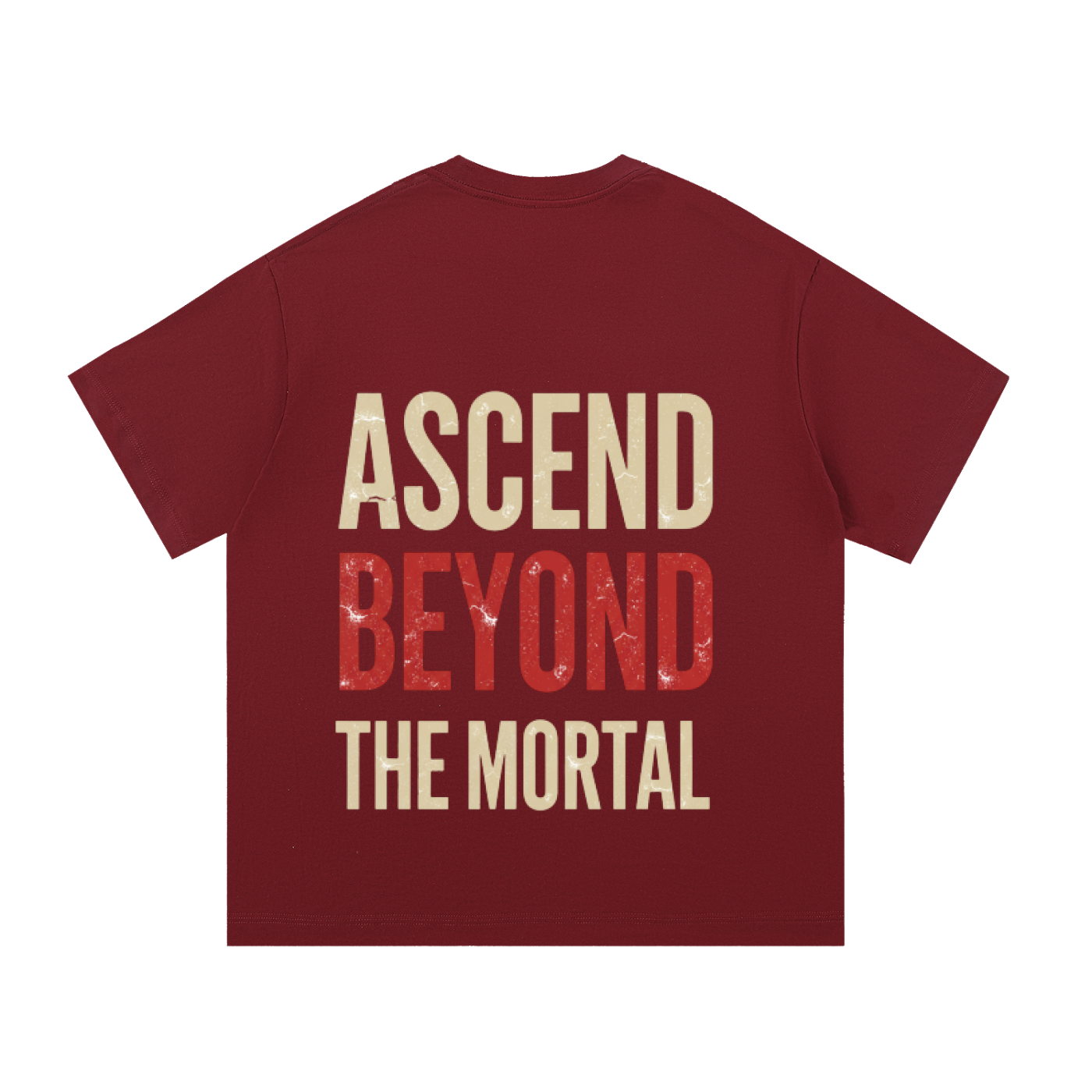 ODMPOD F3THY 'Ascend Beyond The Mortal' T-shirt with front and back print, featuring bold graphic design and high-quality fabric.