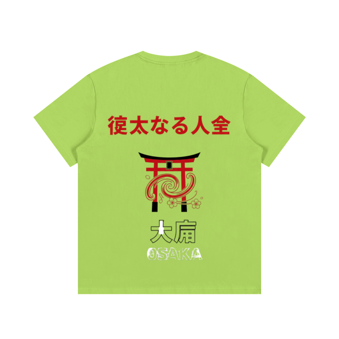 ODMPOD F3THY Osaka great hill front and back print T-shirt in black, blue, and green showing vibrant mountain design.