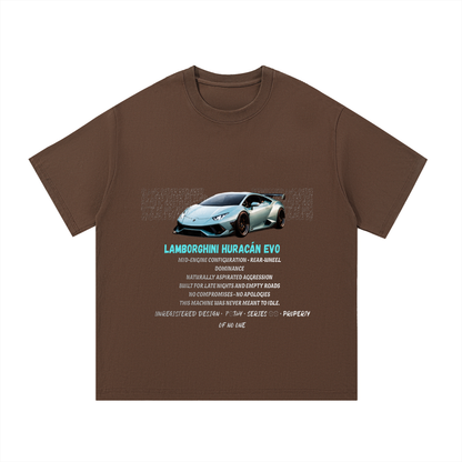 Lamborghini front print graphic T-shirt by ODMPOD featuring a bold Lamborghini logo and design on a black cotton tee.