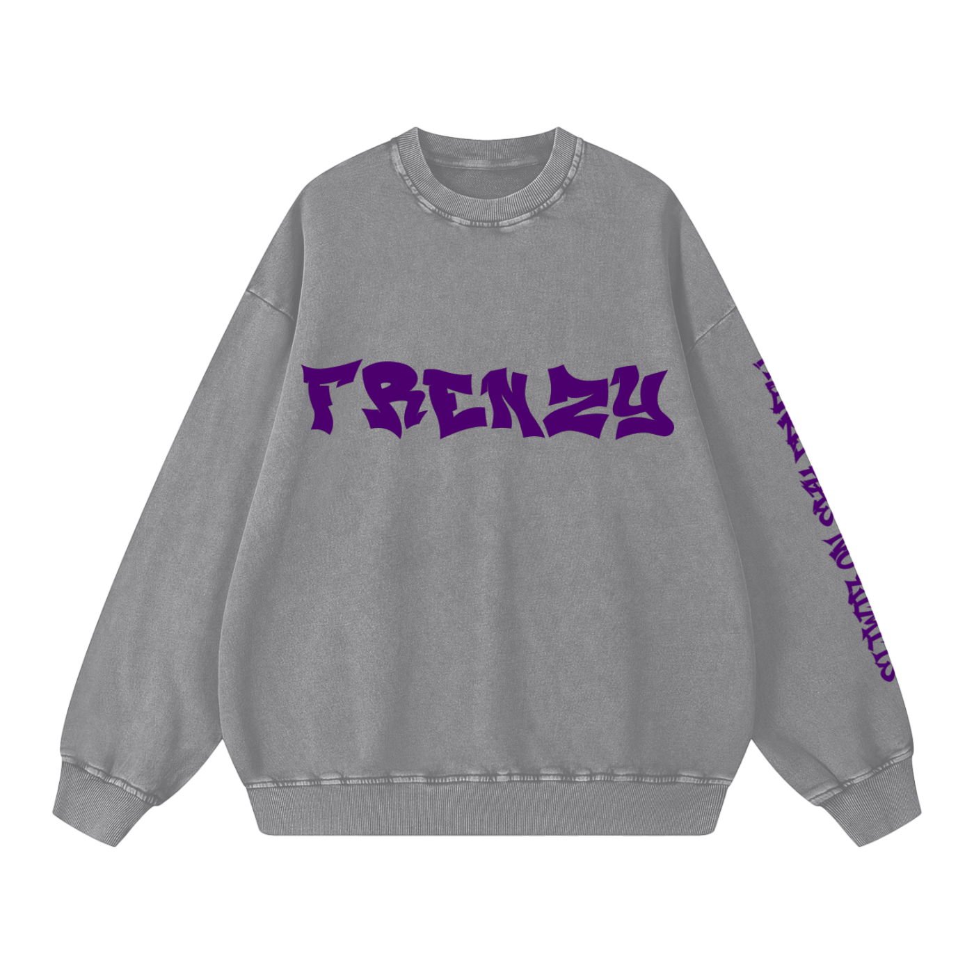 ODMPOD F3THY “FRENZY” Snow Washed Crewneck Sweatshirt, front view showing soft fabric and casual fit