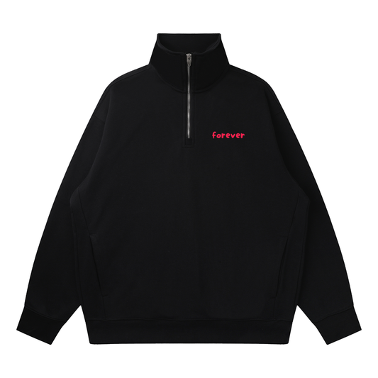 F3THY “forever” Left chest Print Drop Shoulder Quarter Zip