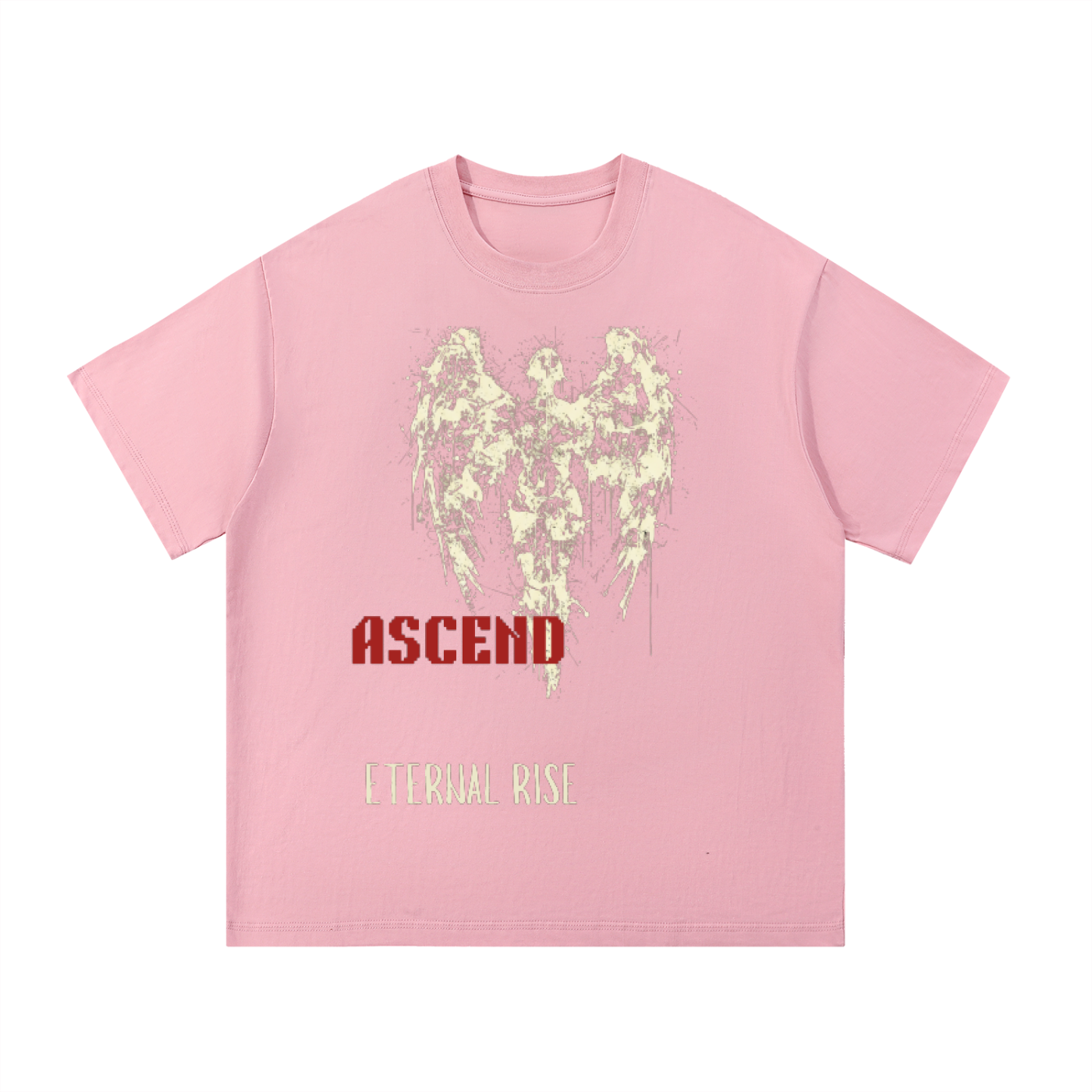 ODMPOD F3THY ‘Ascend Beyond The Mortal’ front and back print T-shirt with graphic design on white fabric.