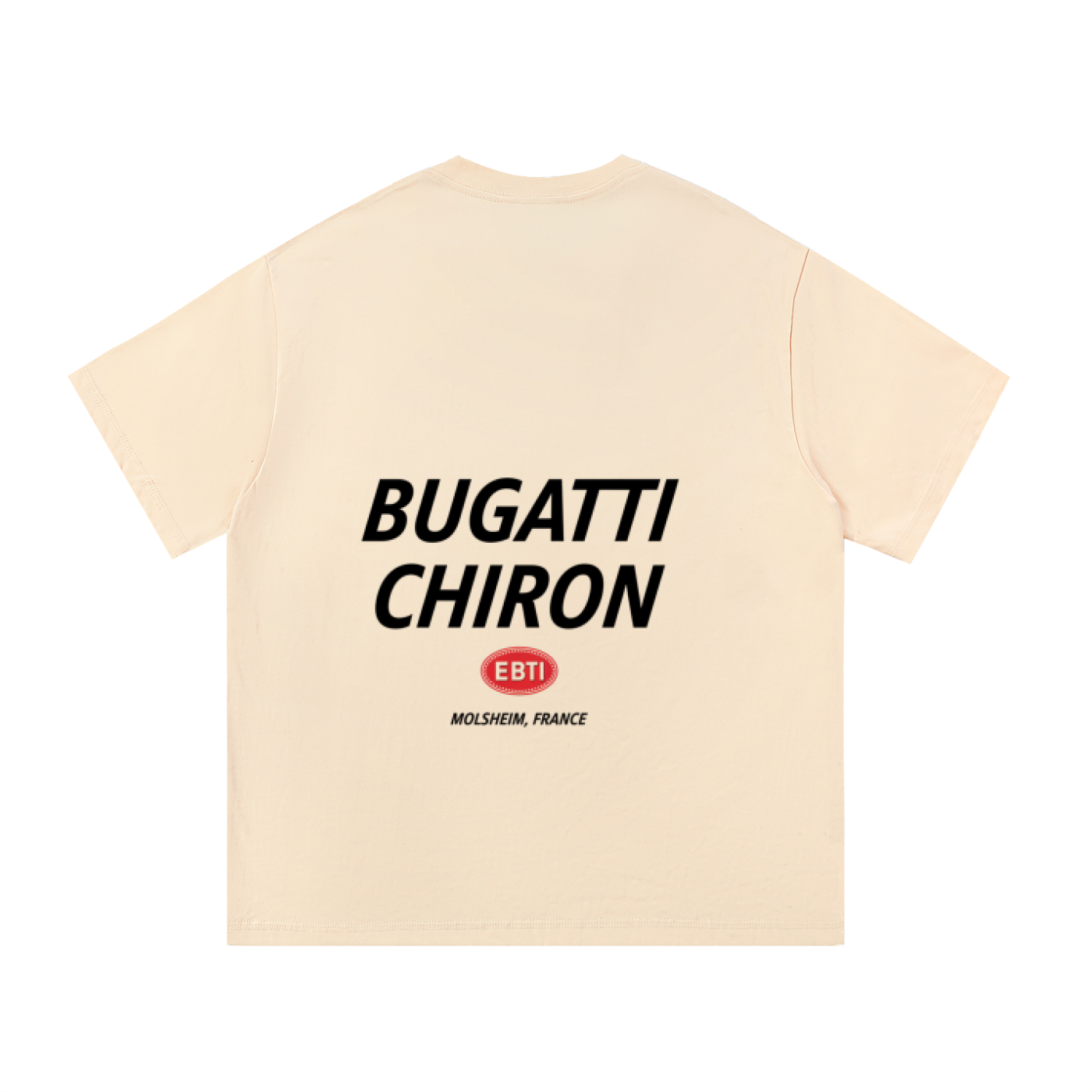 ODMPOD F3THY Bugatti Chiron T-shirt featuring a detailed graphic of the luxury sports car on soft black fabric.