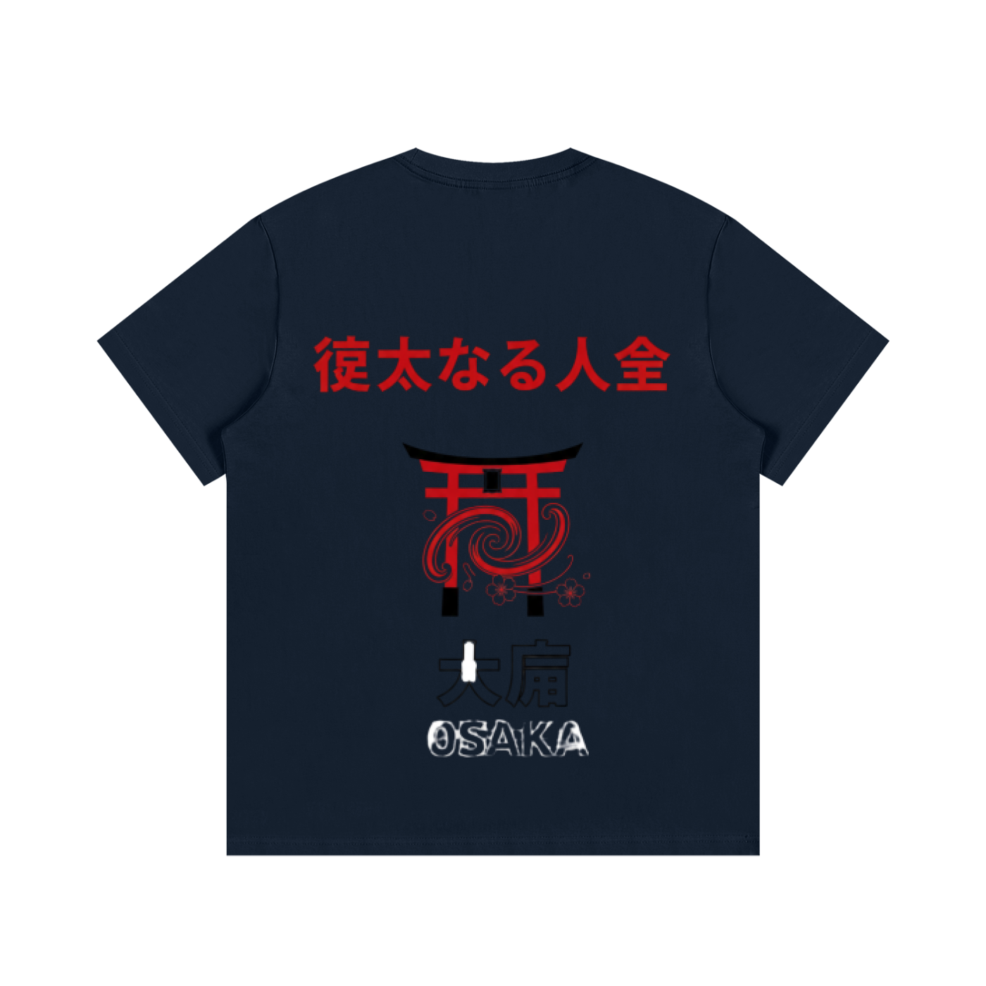 ODMPOD F3THY Osaka great hill print t-shirt in black, blue, and green with front and back graphic design