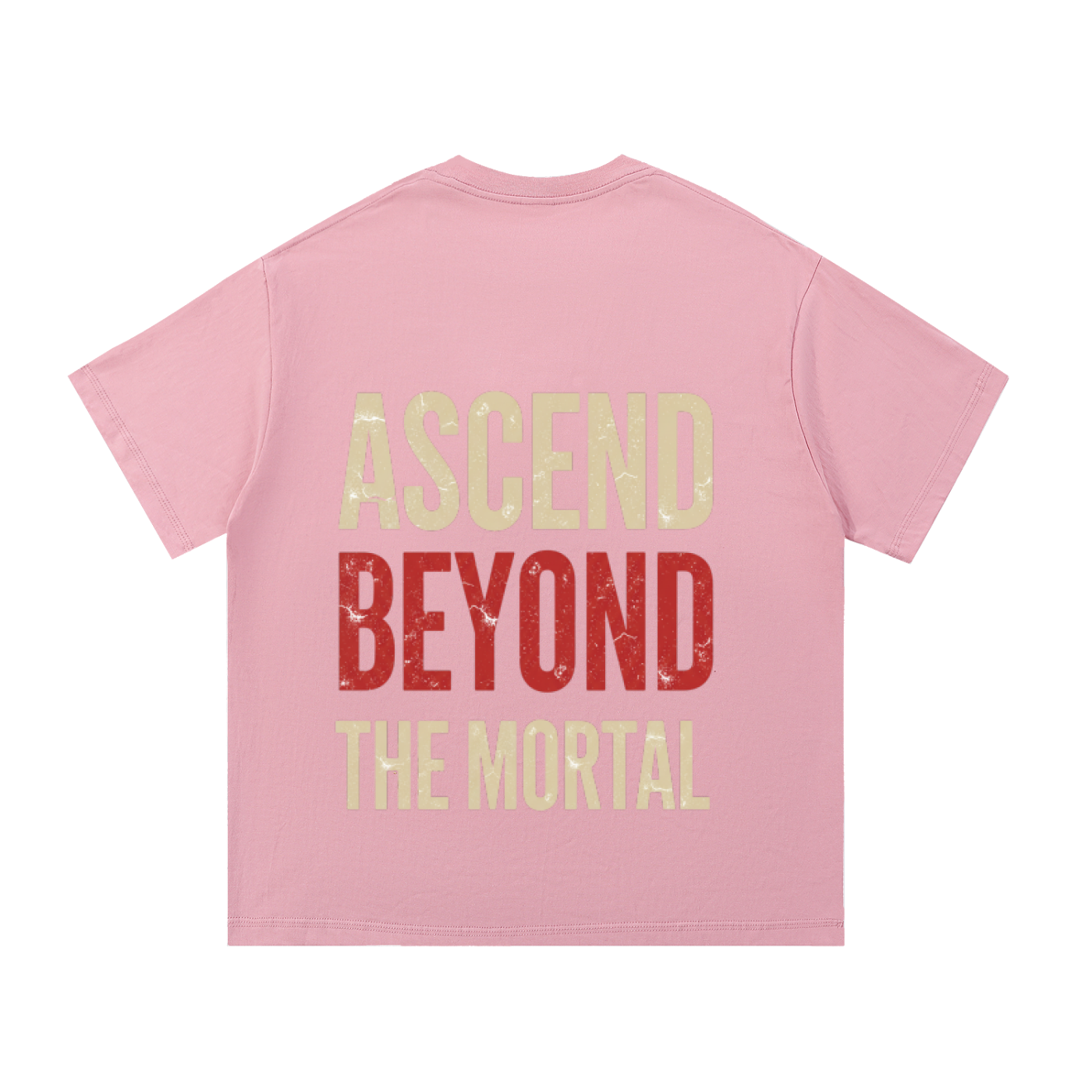 ODMPOD F3THY 'Ascend Beyond The Mortal' T-shirt with front and back print, featuring bold graphic design and graphic text.
