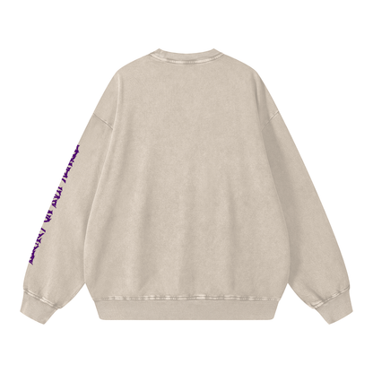 ODMPOD F3THY “Frenzy” Snow Washed Crewneck Sweatshirt, soft fabric, relaxed fit, navy color, casual streetwear style