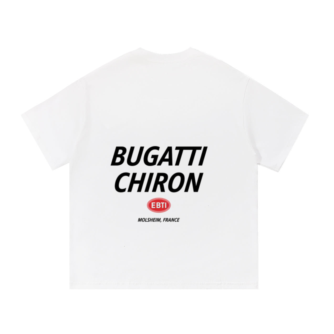 Black F3THY Bugatti Chiron T-shirt by ODMPOD featuring a detailed graphic of the Bugatti Chiron supercar.
